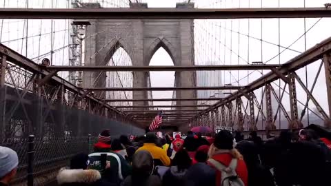 FDNY, NYPD, EMS and other city workers shut down the Brooklyn bridge in response to the mandates