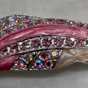 Rhodium Plated Pink Dolphin Brooch (4”). Made with Swarovski Crystal. Gift