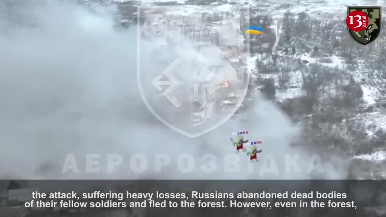 Ukrainian soldiers enter on foot and in vehicles area where Russians are located- live drone footage