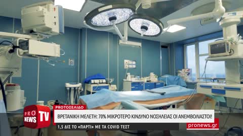 Βρετανική μελέτη: 70% μικρότερο κίνδυνο νοσηλείας οι ανεμβολίαστοι!