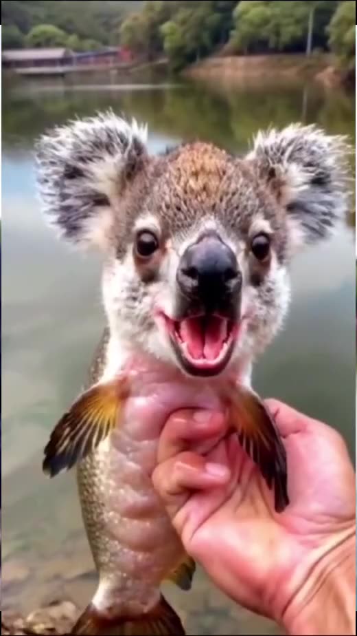 Funny fish with a squirrel head