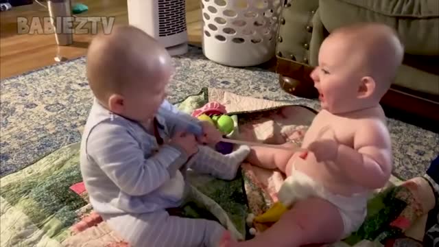 Babies Fighting again over things Twin babies Fun Fails and moments