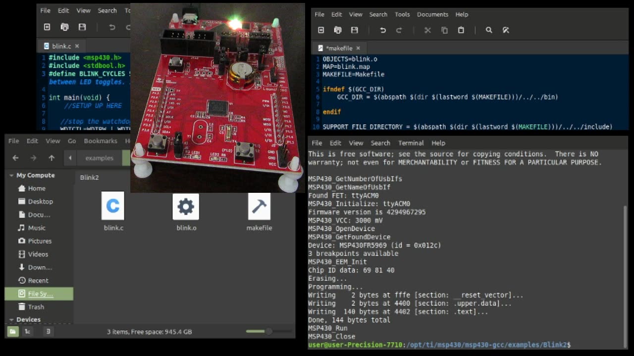 Embedded - Blink msp430 Linux C - No IDE