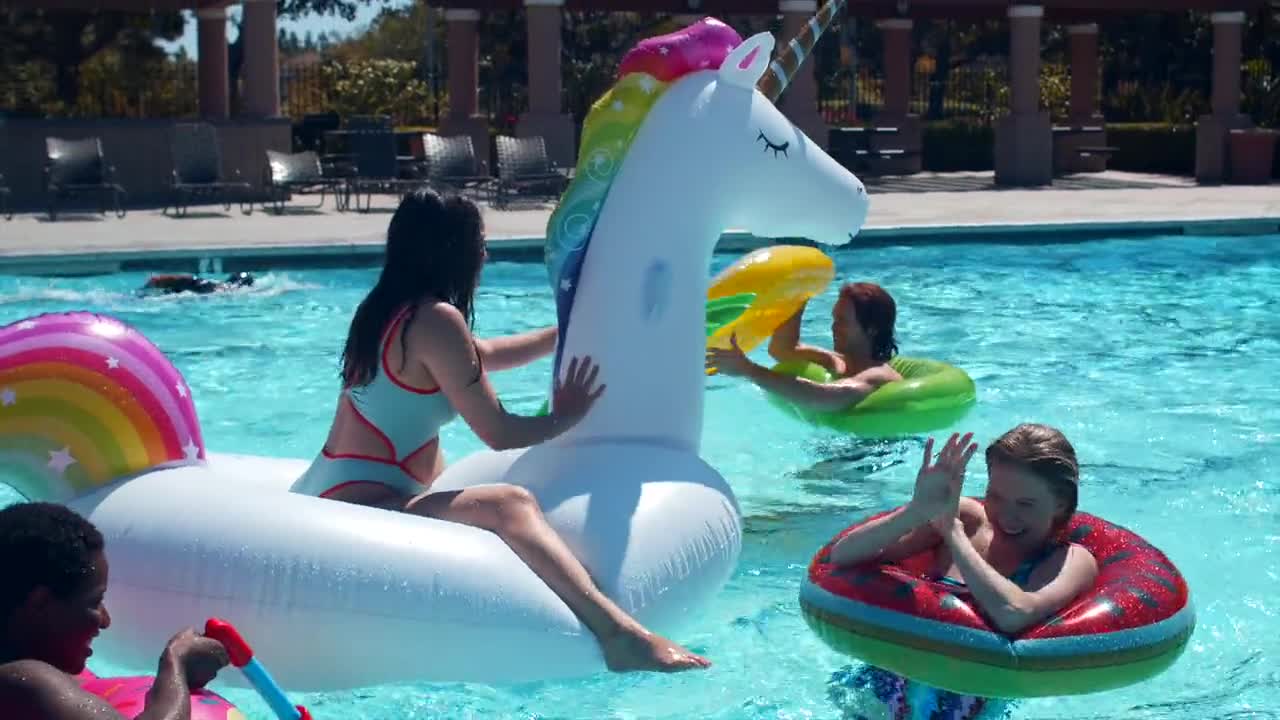 Group Of Friends Playing In The Pool