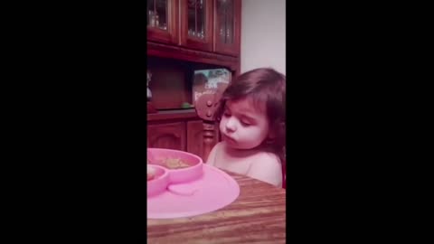 Tired Girl Falls Asleep at Dinner Table