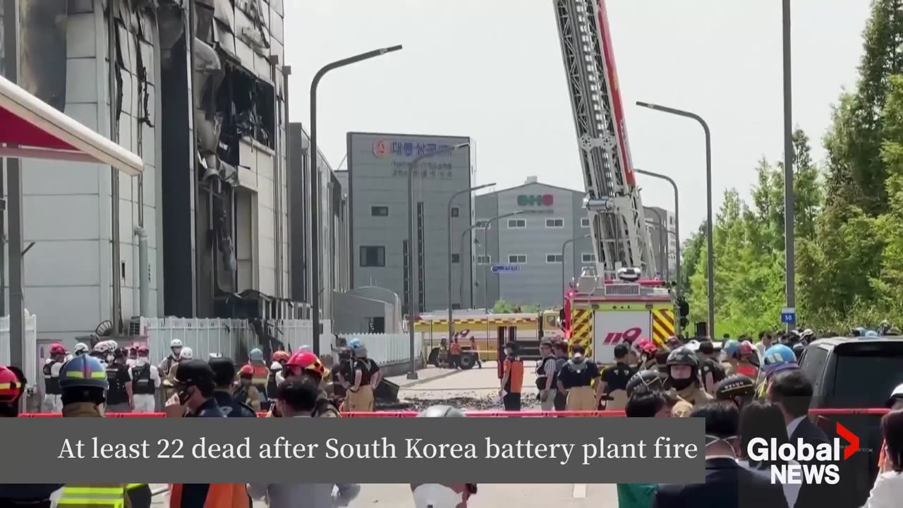 South Korea battery plant fire leaves at least 22 people dead