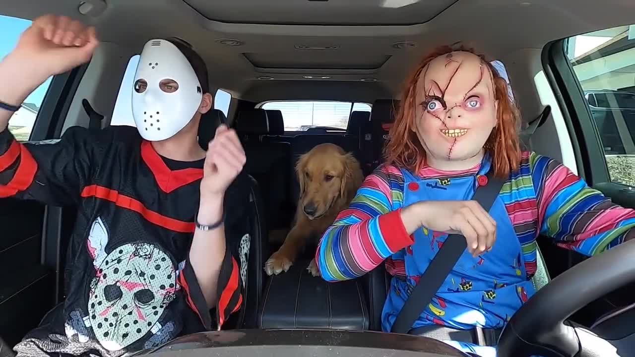 Chucky Surprises Vampire & Puppy with Dancing Car Ride!