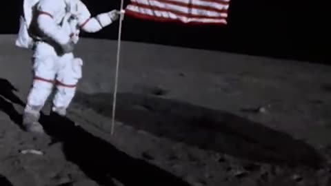 America safely stand on moon. Nasa videos.