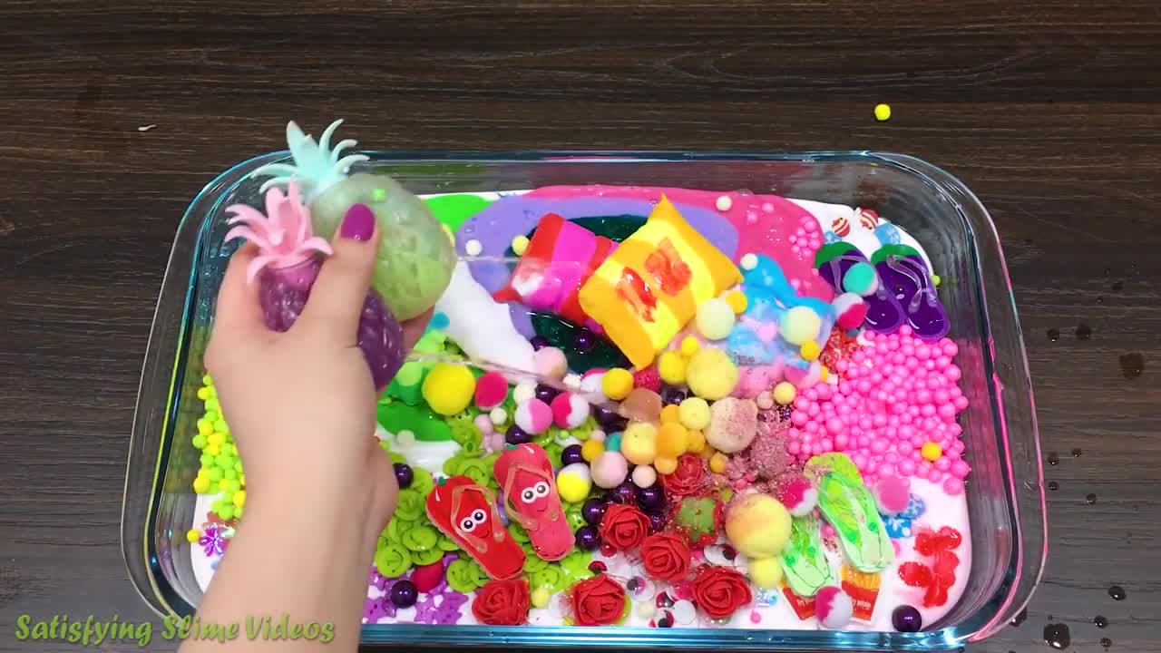 Mixing Random Things into Glossy Slime _ Slime Smoothie _ Satisfying Slime Video