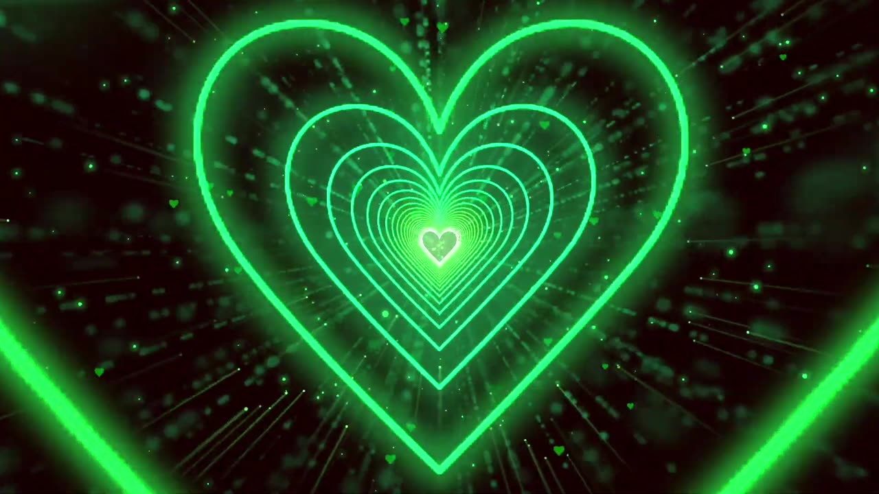 182. Green Heart Backgroundđź’šNeon Lights Love Heart