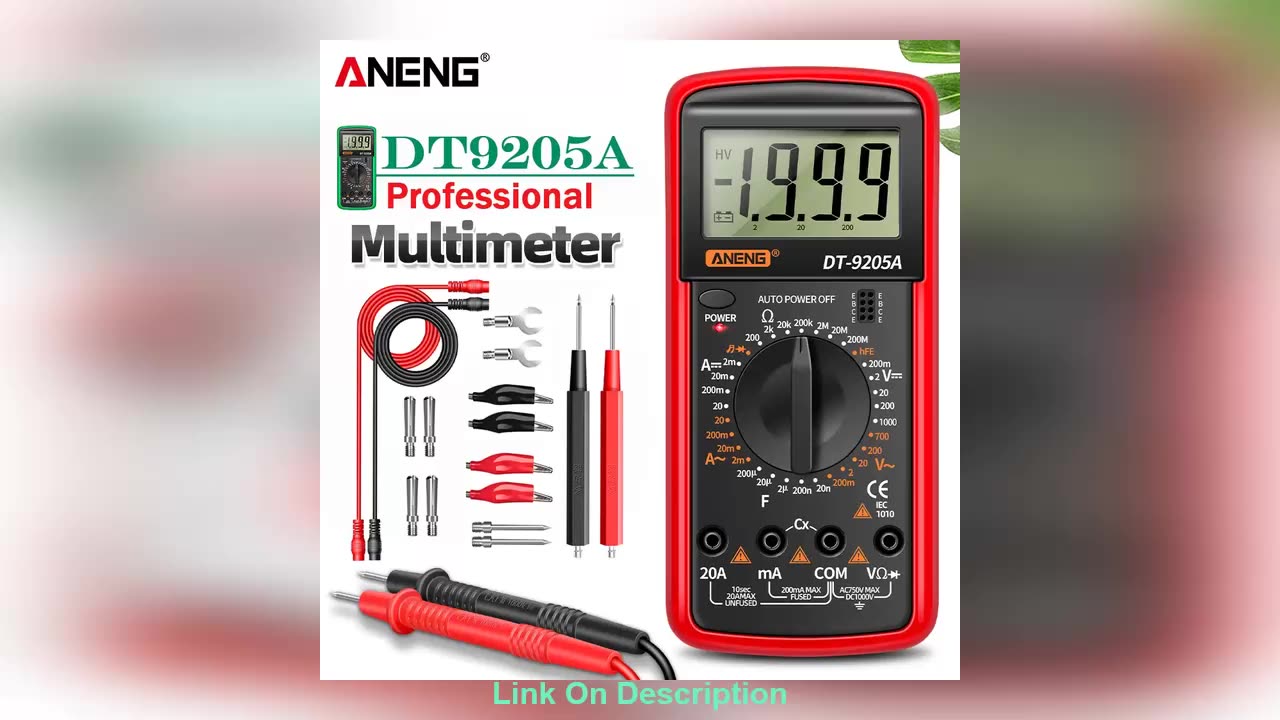 Slide ANENG DT9205A Digital Multimeter AC/DC Transist