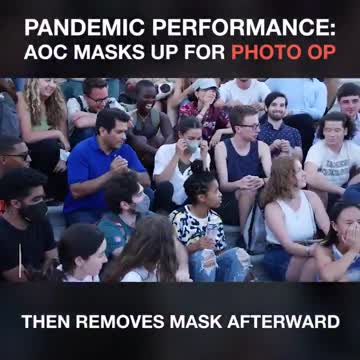 AOC Masks Up for Photo Op - Immediately Removes It After