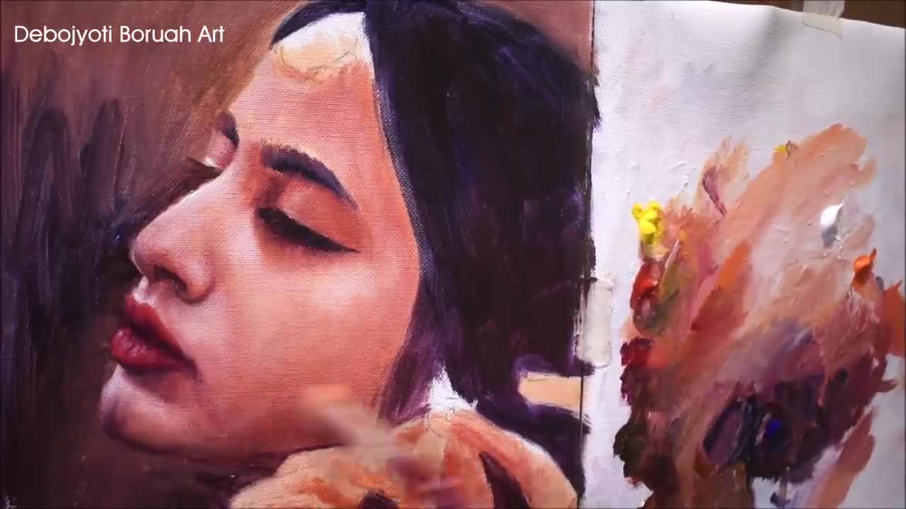 Realistic Portrait Blending With Acrylic Acrylic Portrait Painting