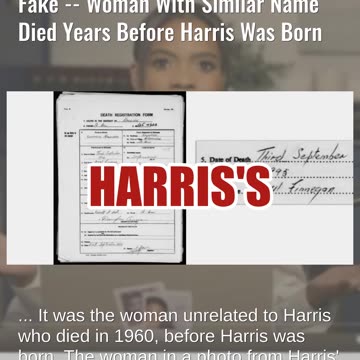 Fact Check: Grandmother In Kamala Harris Autobiography Photo Is NOT Fake -- Woman With Similar Name