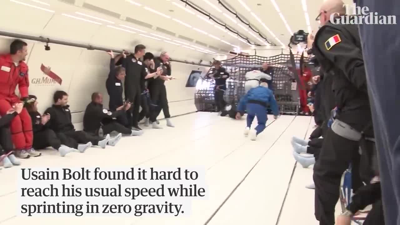 Usain Bolt floats to victory in zero-gravity race