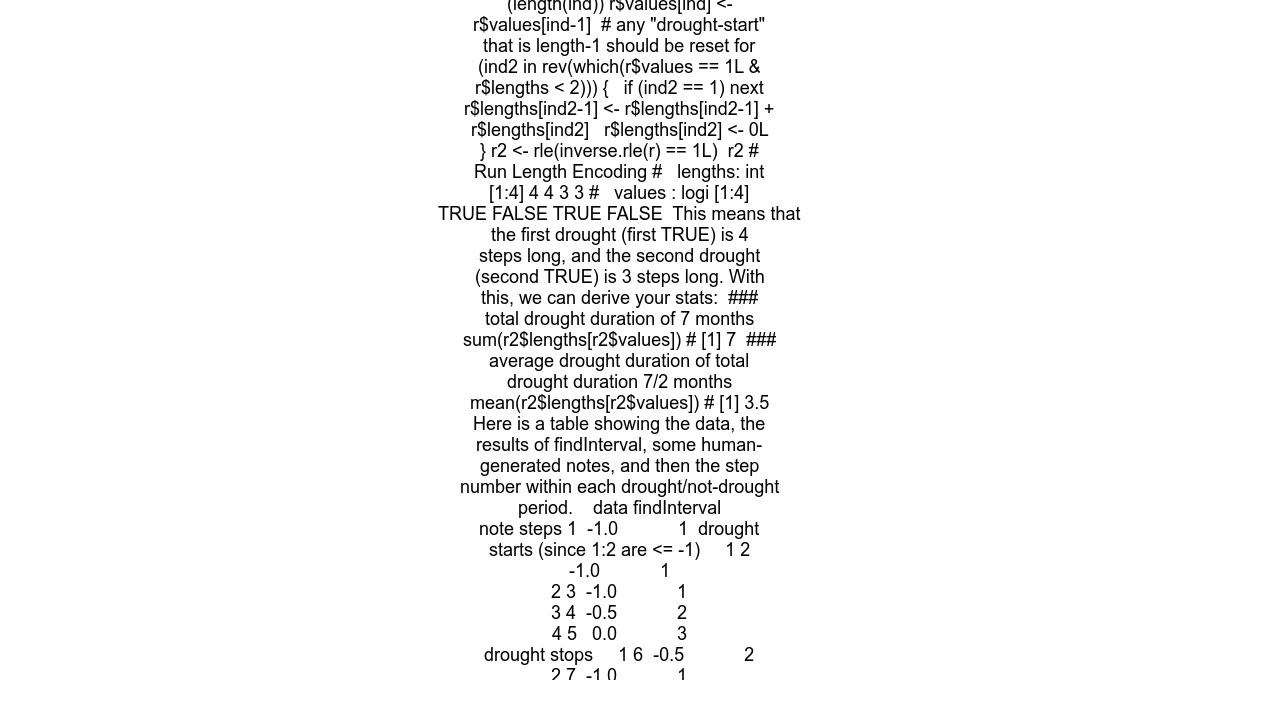 Error in rle function to frequency and duration for at least two consecutive months