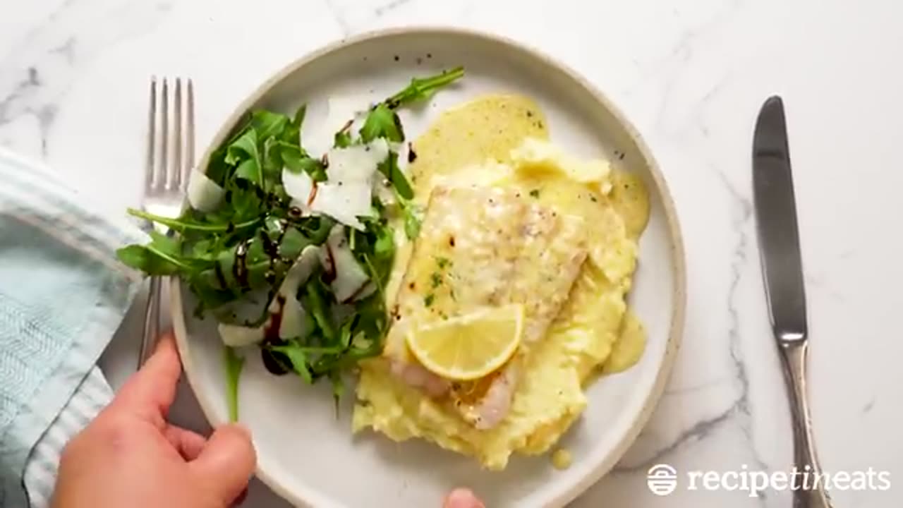 Baked fish with creamy lemon