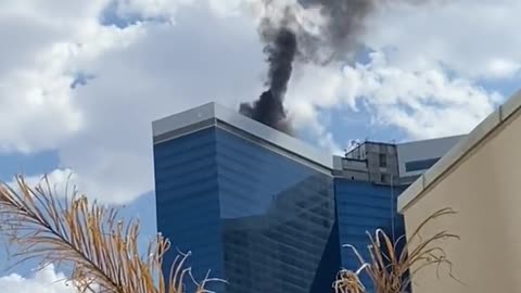 There is a fire on the rooftop of the Fontainebleau Hotel in Las Vegas, Nevada.