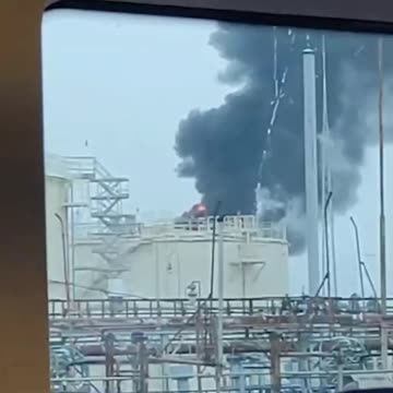 In Krasnodar, Russia, an oil depot near the Yablonovsky Bridge is on fire