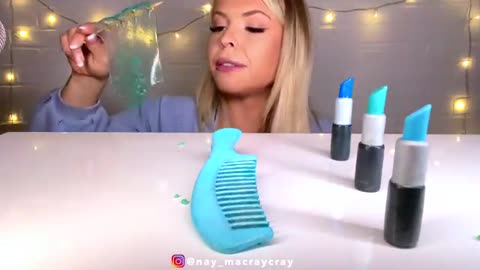 Blue dessert slime ASMR comb gaint asmr