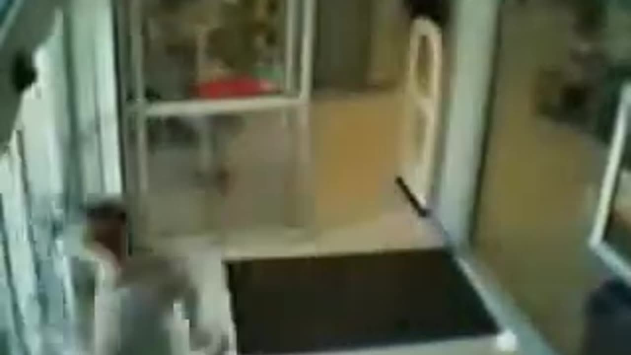 Man bumps into glass