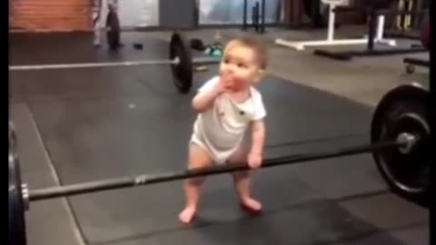 Tiny Tot's Tremendous Training: Baby Takes on the Gym