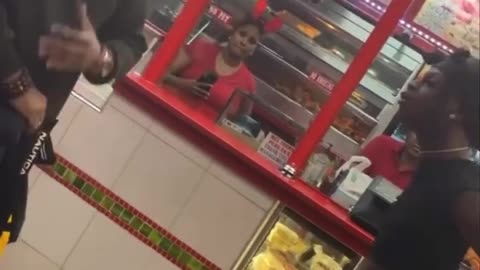 Guy and his wife coming from church get harassed while trying to order food