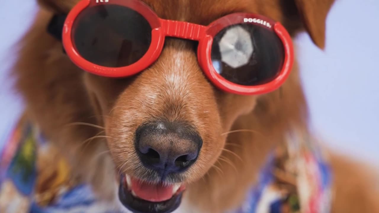 Beautiful dog wearing glasses