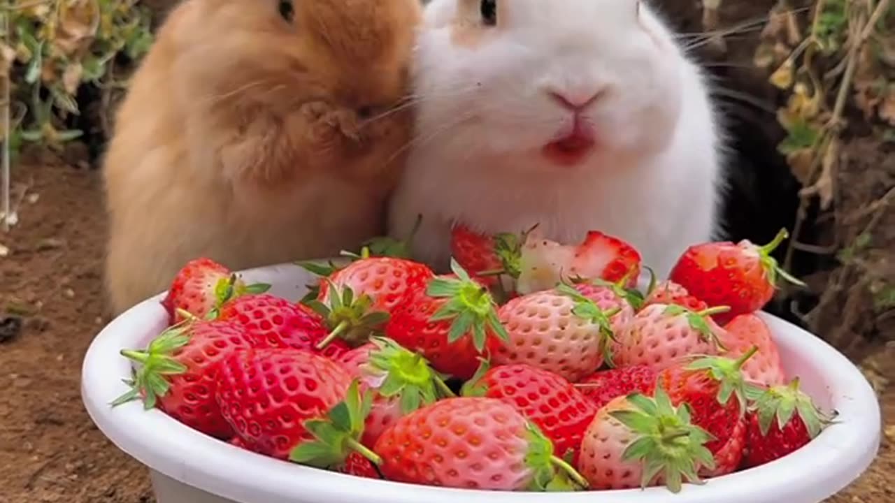 The little rabbit realizes the freedom of strawberry #cutepet #rabbit