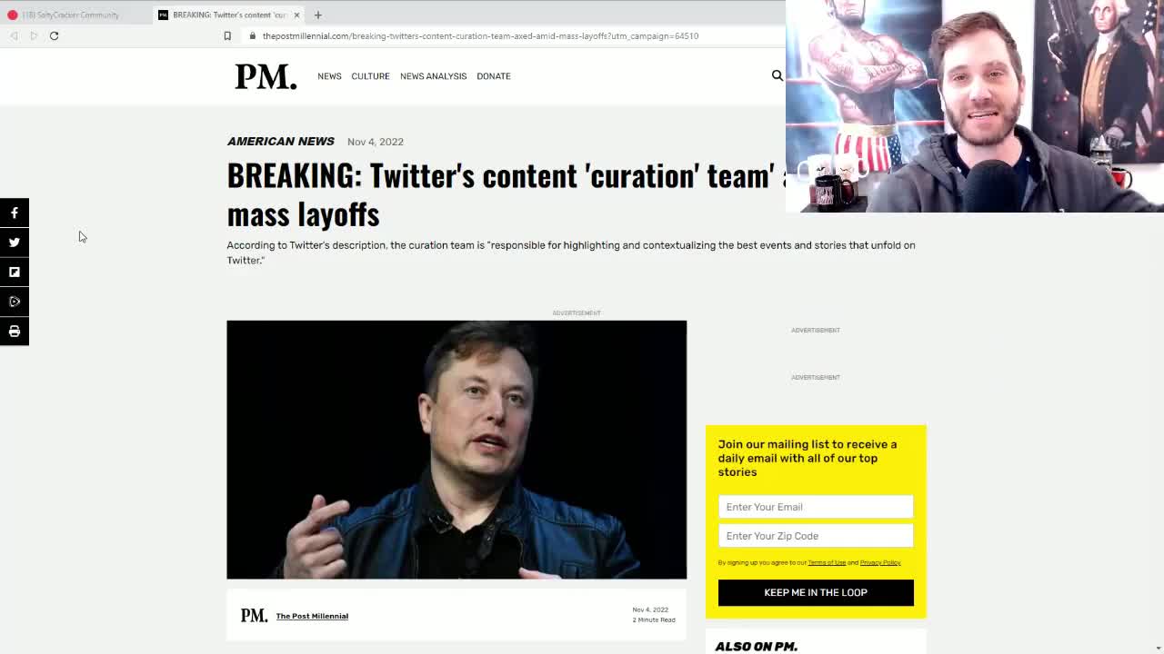 Salty Cracker: Elon Fires Twitter’s Entire Flaming Lefty "Curation Content" Team