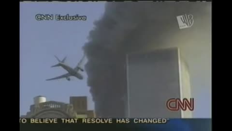 Plane wing flies behind building