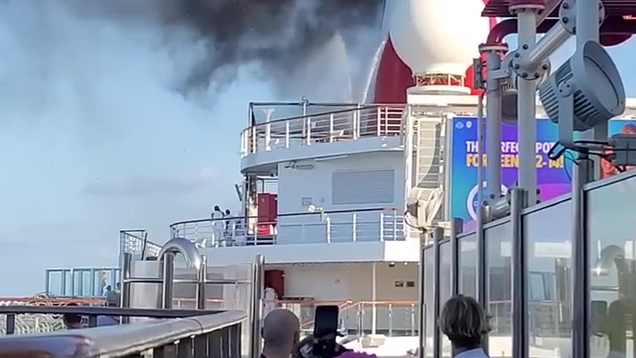 Carnival Freedom Fire 26th May 2022 Docked in Grand Turk