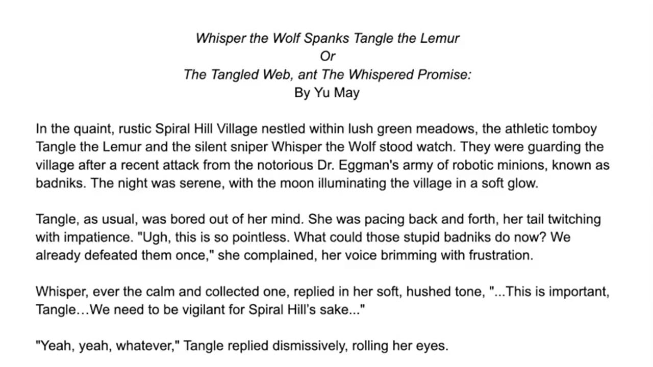 Whisper The Wolf Spanks Tangle the Lemur (spanking story)