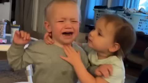 Baby Girl Comforts Baby Boy ViralHog