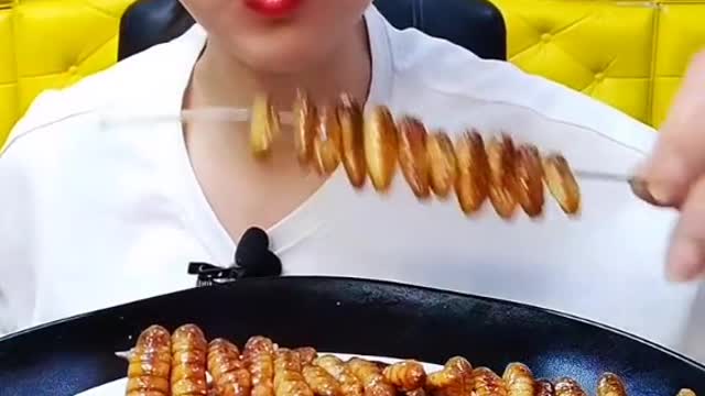 Delicious fried cicada pupae