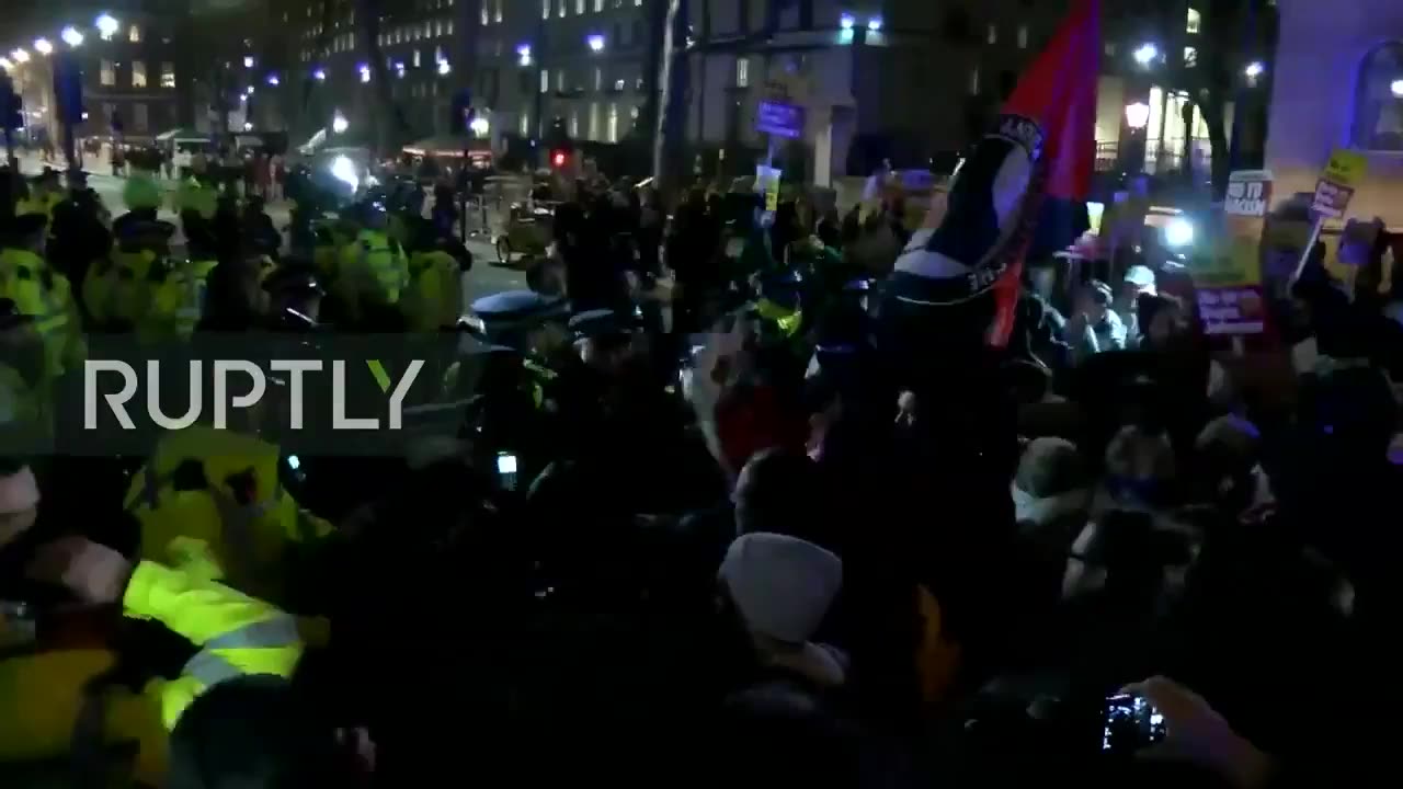 Dec 13 2019 London 1.1 antifa rioting after conservative Tories win. chants including 'Revolution'