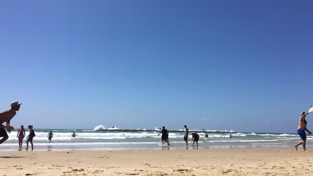 Palying Tennis on the beach