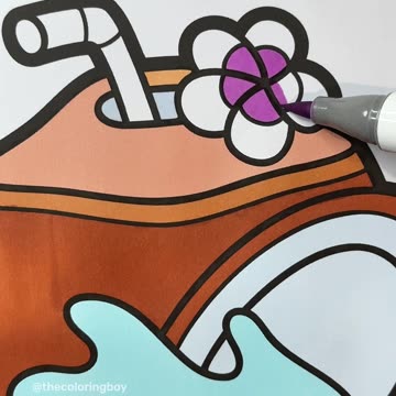 🍹🌴 Watch as I color this refreshing coconut cocktail from the "Beach Vibes" Coloring Book! 🍹✨