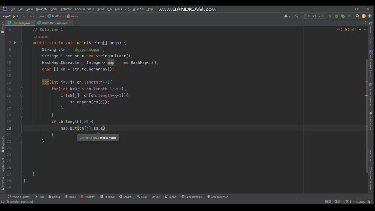 Solution 1- Java Program to Count and Map Character Reversals in a String