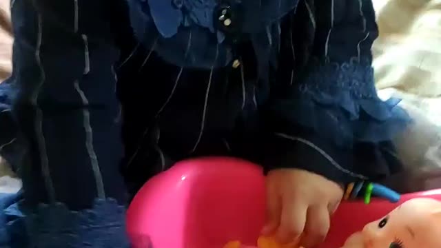 1year old Baby Bathing for toies