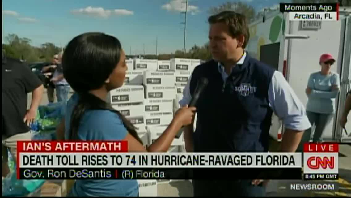 DeSantis responds to CNN when asked about the timing of Lee County officials' delayed evacuation.