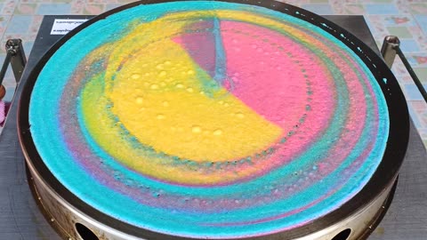 🌈 Unveiling the Magic: Thai Rainbow Crêpe with a Masterful Base!