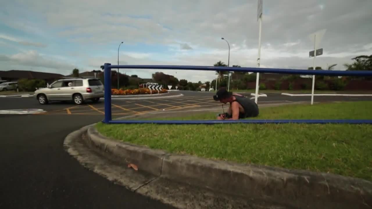 Rollerblader Slips and Face Plants After a Bail