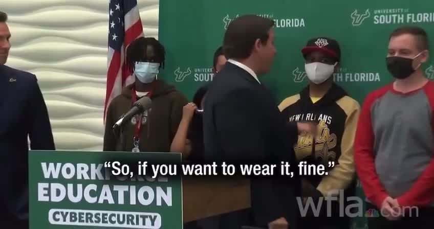 Gov Desantis Gov. DeSantis tells students to remove masks "No more Covid Theater!"