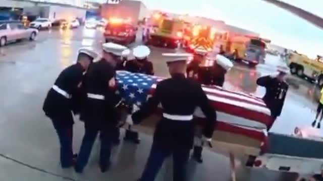 FALLEN MARINE ARRIVES HOME