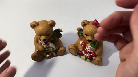 Vintage Homco Set of 2 Christmas Bears Figurines