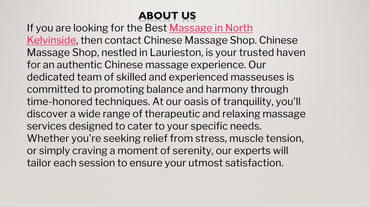 The Best Massage in North Kelvinside.
