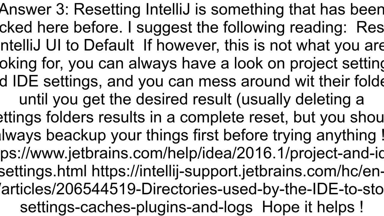 How to reset IntelliJ IDEA settings