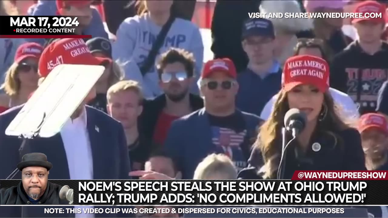 Noem's Speech Steals the Show at Ohio Trump Rally, But Trump Adds 'No Compliments Allowed!'