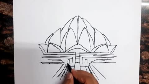 Lotus temple drawing Delhi // Easy Drawing